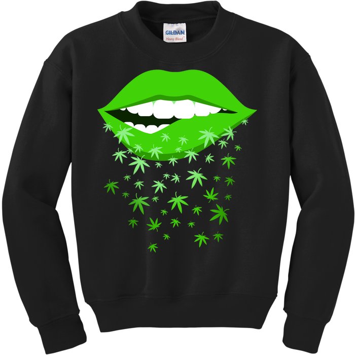 Sexy Lips Cannabis Marijuana Weed Kids Sweatshirt