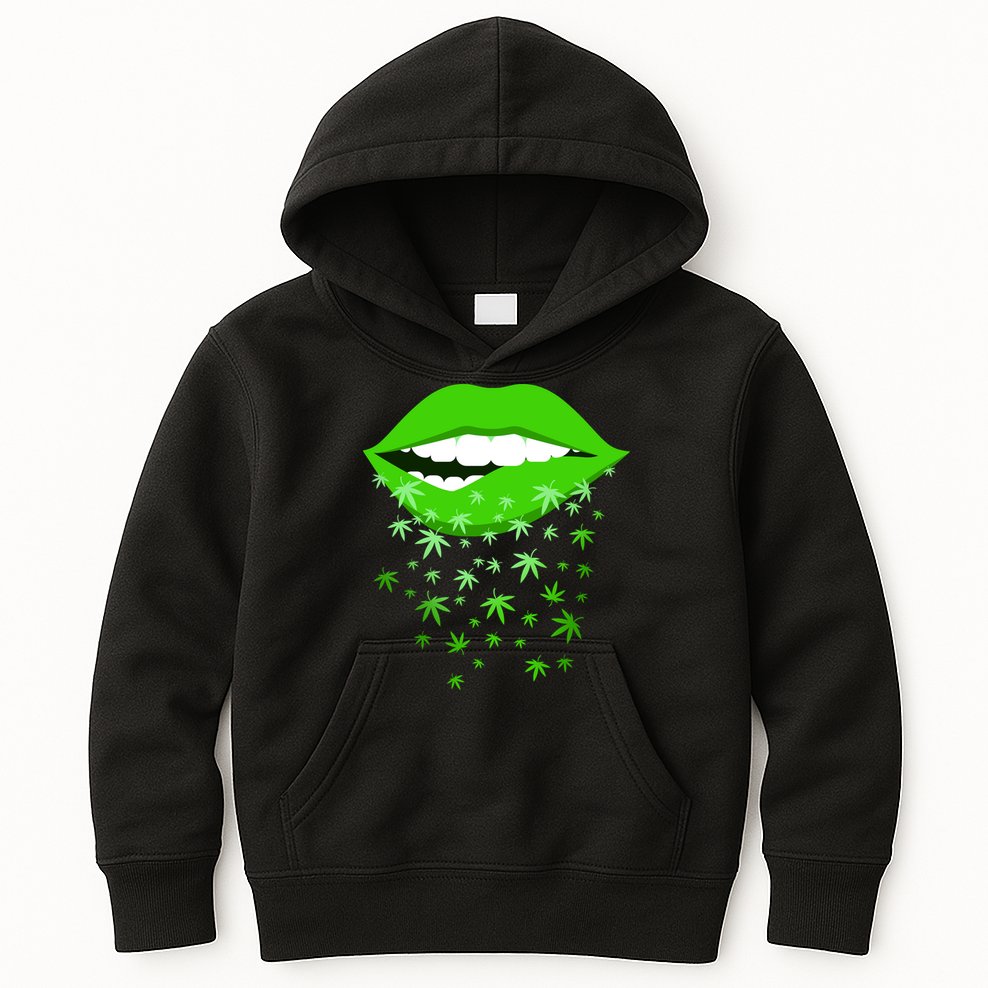 Sexy Lips Cannabis Marijuana Weed Kids Hoodie
