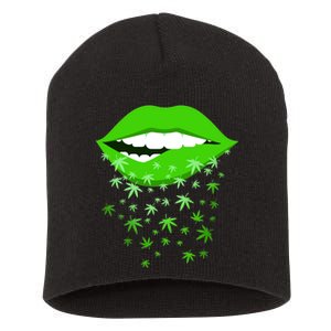 Sexy Lips Cannabis Marijuana Weed Short Acrylic Beanie