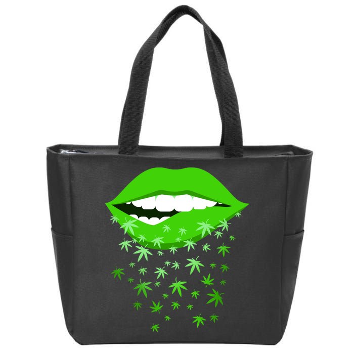 Sexy Lips Cannabis Marijuana Weed Zip Tote Bag