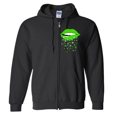 Sexy Lips Cannabis Marijuana Weed Full Zip Hoodie