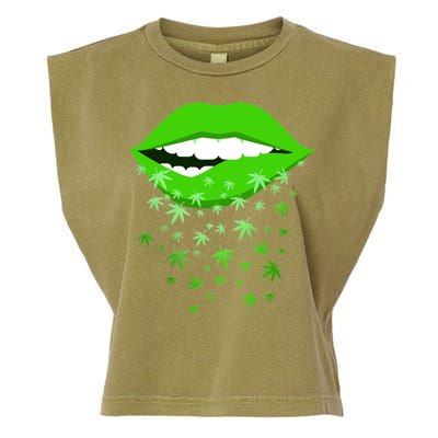 Sexy Lips Cannabis Marijuana Weed Garment-Dyed Women's Muscle Tee