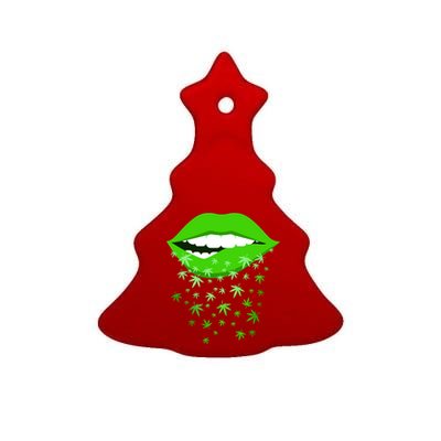 Sexy Lips Cannabis Marijuana Weed Ceramic Tree Ornament