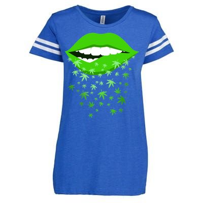 Sexy Lips Cannabis Marijuana Weed Enza Ladies Jersey Football T-Shirt