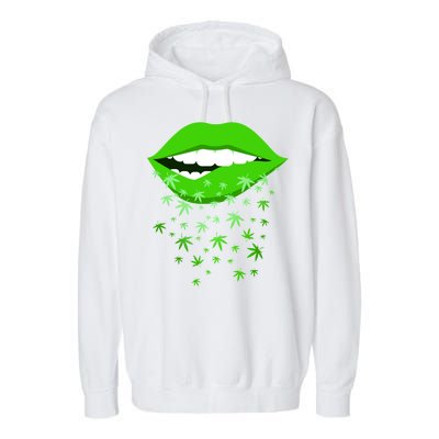 Sexy Lips Cannabis Marijuana Weed Garment-Dyed Fleece Hoodie