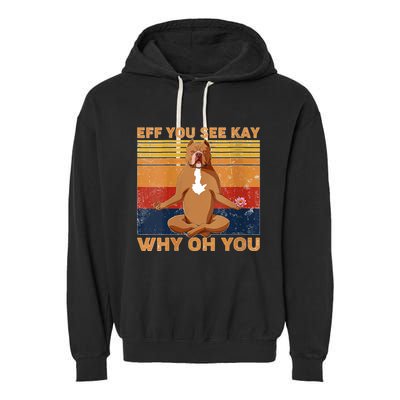 S Eff You See Kay Why Oh You Funny Pitbull Dog Yoga Vintage V Neck Garment-Dyed Fleece Hoodie