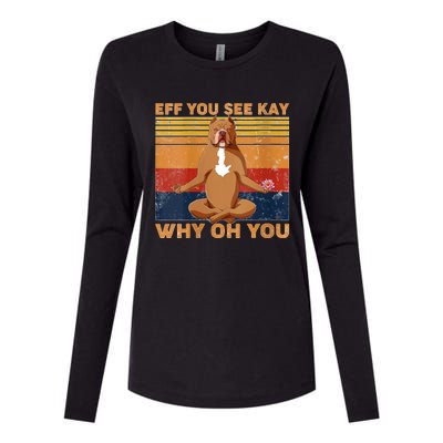 S Eff You See Kay Why Oh You Funny Pitbull Dog Yoga Vintage V Neck Womens Cotton Relaxed Long Sleeve T-Shirt