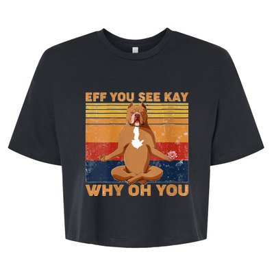 S Eff You See Kay Why Oh You Funny Pitbull Dog Yoga Vintage V Neck Bella+Canvas Jersey Crop Tee