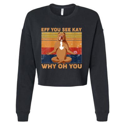 S Eff You See Kay Why Oh You Funny Pitbull Dog Yoga Vintage V Neck Cropped Pullover Crew