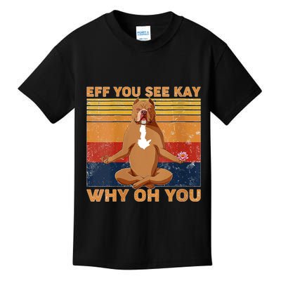 S Eff You See Kay Why Oh You Funny Pitbull Dog Yoga Vintage V Neck Kids T-Shirt