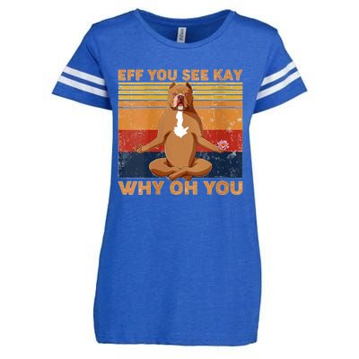 S Eff You See Kay Why Oh You Funny Pitbull Dog Yoga Vintage V Neck Enza Ladies Jersey Football T-Shirt