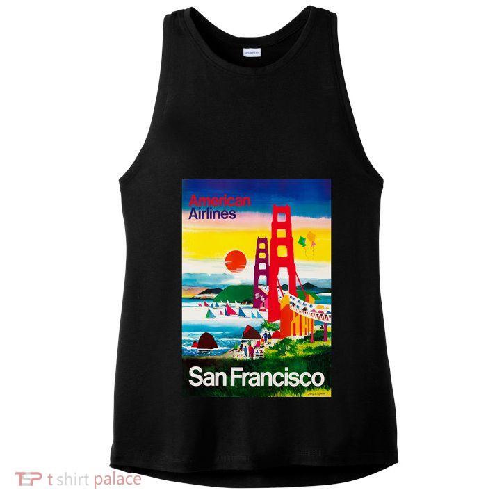 San Francisco 1971 Vintage Travel Poster Ladies PosiCharge Tri-Blend Wicking Tank