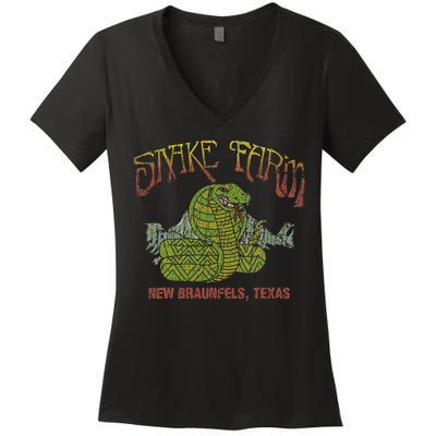 Snake Farm 1967 New Braunfels Vintage Cobra Reptiles Lover Women's V-Neck T-Shirt
