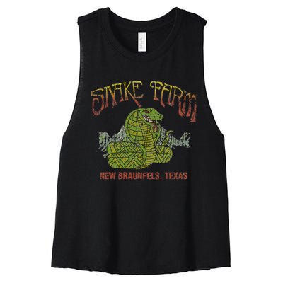 Snake Farm 1967 New Braunfels Vintage Cobra Reptiles Lover Women's Racerback Cropped Tank