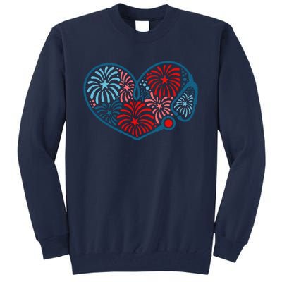 Stethoscope Fireworks 4th Of July Nurse Tall Sweatshirt