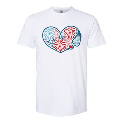 Stethoscope Fireworks 4th Of July Nurse Softstyle CVC T-Shirt