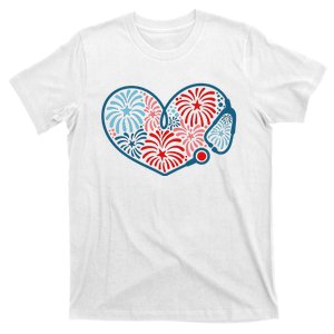 Stethoscope Fireworks 4th Of July Nurse T-Shirt