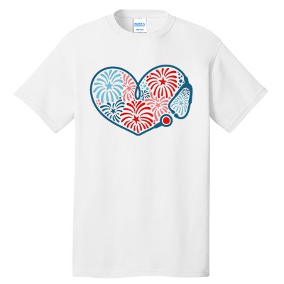 Stethoscope Fireworks 4th Of July Nurse Tall T-Shirt