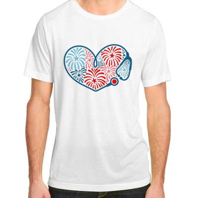 Stethoscope Fireworks 4th Of July Nurse Adult ChromaSoft Performance T-Shirt