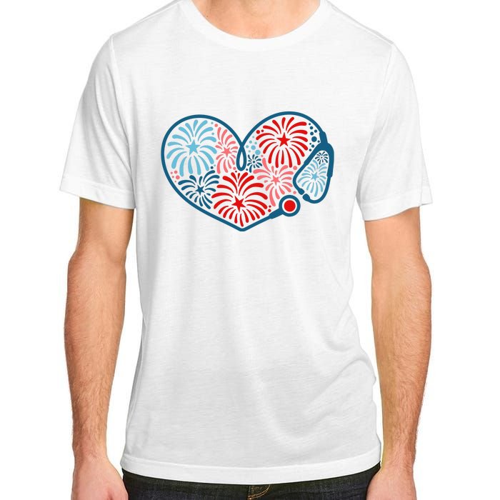 Stethoscope Fireworks 4th Of July Nurse Adult ChromaSoft Performance T-Shirt