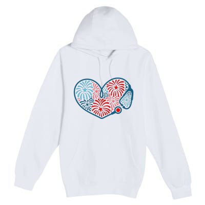 Stethoscope Fireworks 4th Of July Nurse Premium Pullover Hoodie