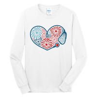 Stethoscope Fireworks 4th Of July Nurse Tall Long Sleeve T-Shirt