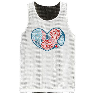 Stethoscope Fireworks 4th Of July Nurse Mesh Reversible Basketball Jersey Tank