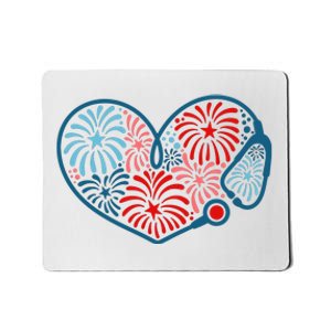 Stethoscope Fireworks 4th Of July Nurse Mousepad