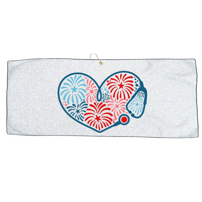 Stethoscope Fireworks 4th Of July Nurse Large Microfiber Waffle Golf Towel