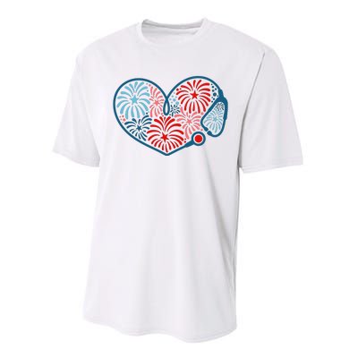 Stethoscope Fireworks 4th Of July Nurse Performance Sprint T-Shirt