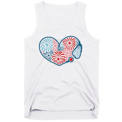 Stethoscope Fireworks 4th Of July Nurse Tank Top