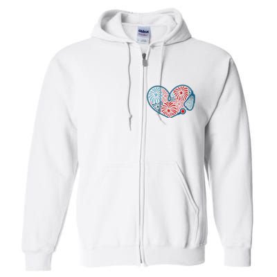 Stethoscope Fireworks 4th Of July Nurse Full Zip Hoodie