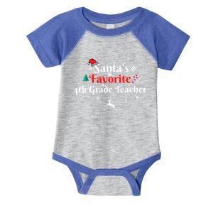 SantaS Favorite 4th Grade Teacher Christmas Xmas Holiday Gift Infant Baby Jersey Bodysuit