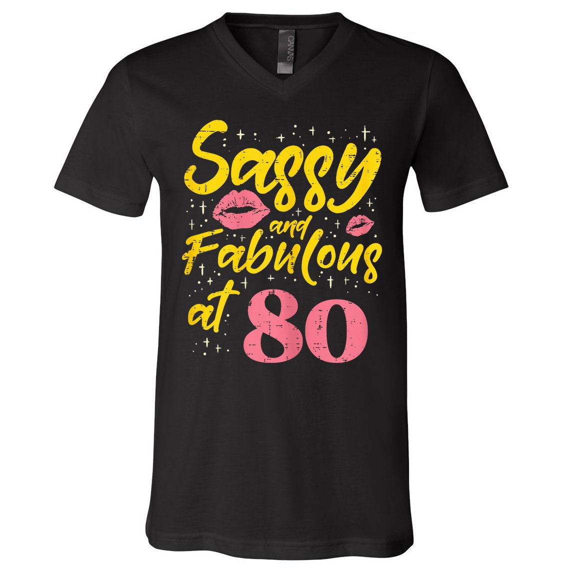 Sassy Fabulous 80 Year Old Happy 80th Birthday V-Neck T-Shirt