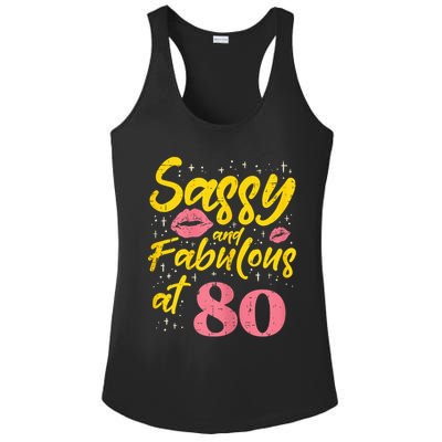 Sassy Fabulous 80 Year Old Happy 80th Birthday Ladies PosiCharge Competitor Racerback Tank