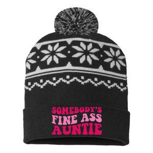 Somebody's Fine Ass Auntie Funny Mom Saying Cute Mom USA-Made Snowflake Beanie