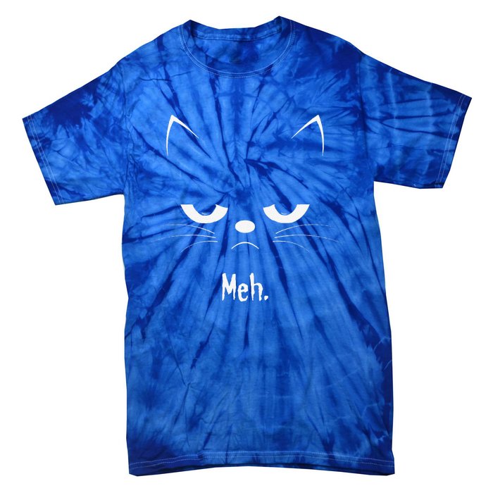 Sarcastic Funny Angry Cat MEH Halloween Costume Gift Tie-Dye T-Shirt