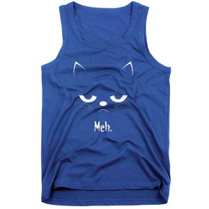 Sarcastic Funny Angry Cat MEH Halloween Costume Gift Tank Top