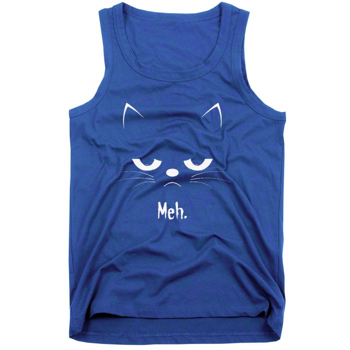 Sarcastic Funny Angry Cat MEH Halloween Costume Gift Tank Top