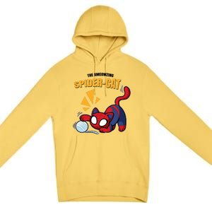 Spider Funny Amazing Spider Cat Meme Premium Pullover Hoodie