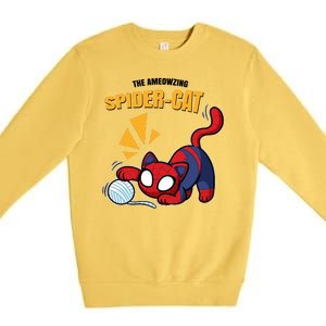 Spider Funny Amazing Spider Cat Meme Premium Crewneck Sweatshirt