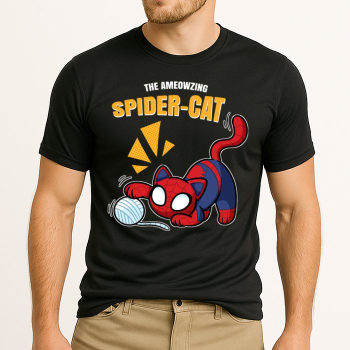 Spider Funny Amazing Spider Cat Meme Cooling Performance Crew T-Shirt