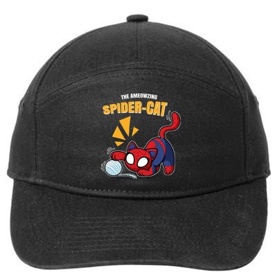 Spider Funny Amazing Spider Cat Meme 7-Panel Snapback Hat