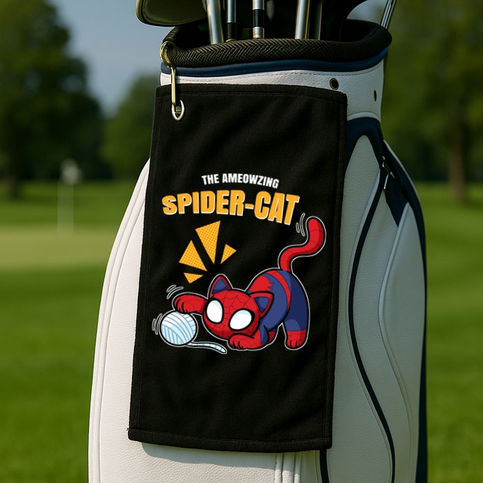 Spider Funny Amazing Spider Cat Meme Golf Towel