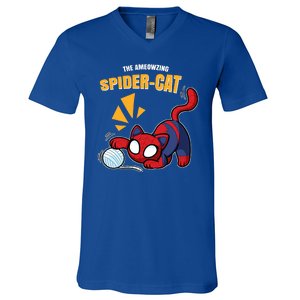 Spider Funny Amazing Spider Cat Meme V-Neck T-Shirt