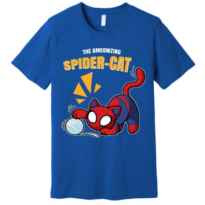 Spider Funny Amazing Spider Cat Meme Premium T-Shirt