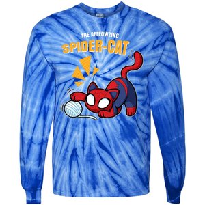 Spider Funny Amazing Spider Cat Meme Tie-Dye Long Sleeve Shirt