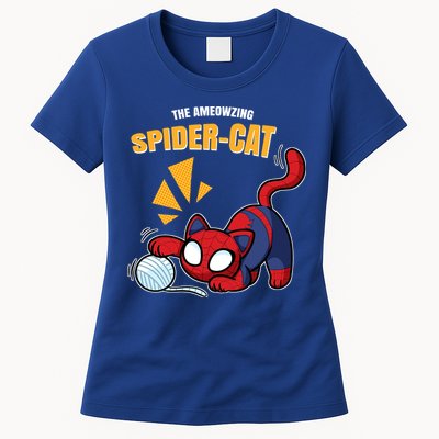 Spider Funny Amazing Spider Cat Meme Womens T-Shirt