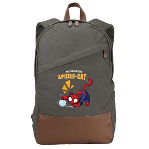 Spider Funny Amazing Spider Cat Meme Cotton Canvas Backpack