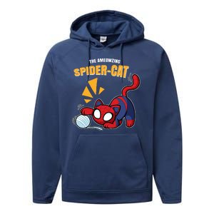 Spider Funny Amazing Spider Cat Meme Performance Fleece Hoodie